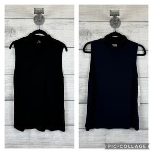 Court & Rowe Women's Navy & Black Turtleneck Sleeveless Tank Tops Size Medium